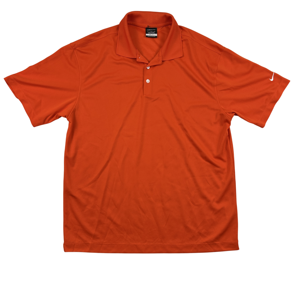 Nike Golf Polo Shirt Mens Large Dri-Fit Orange Short Sleeve Moisture Wicking